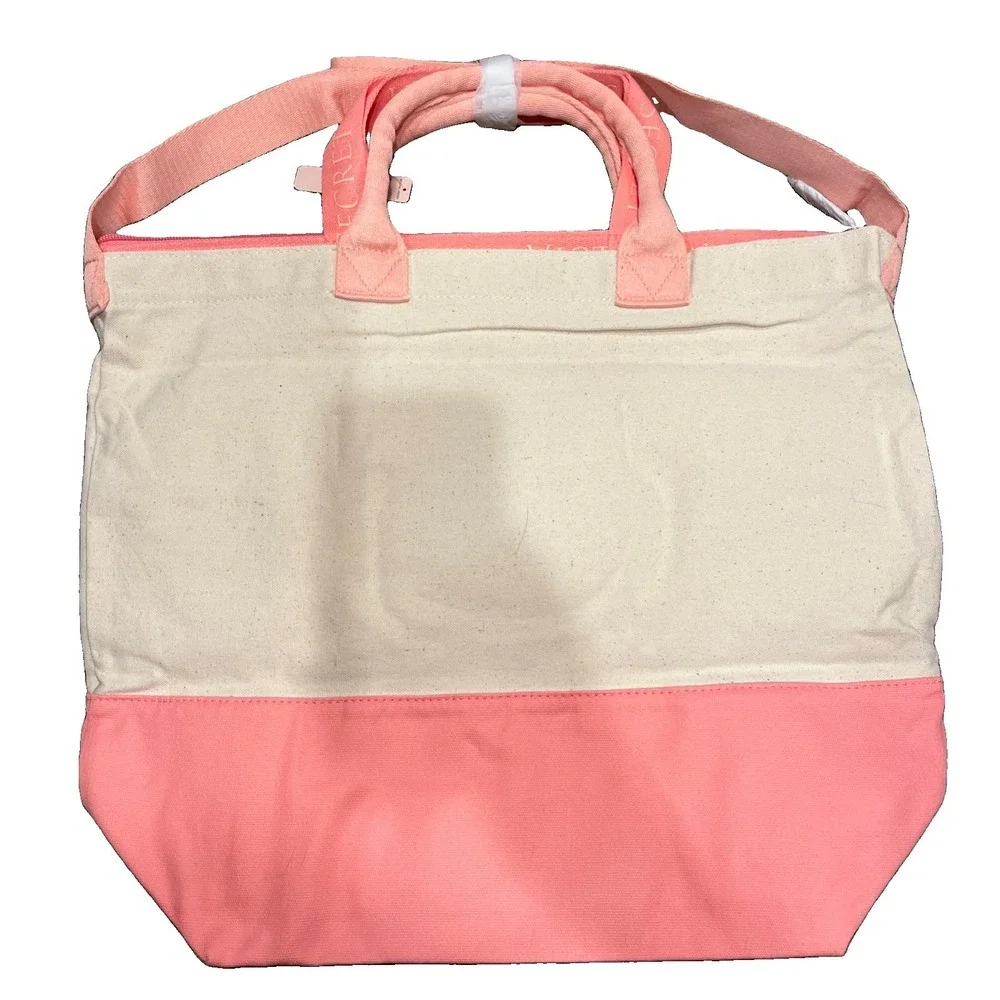 New. Victoria's Secret Iconic Pink/White Striped Insulated Cooler Beach Tote Bag